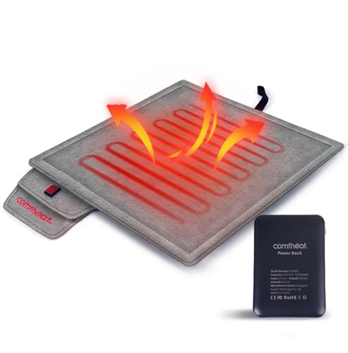 Comfheat Heated Seat Cushion with 10000mAh Battery Pack, Portable Heated Chair Pad for Stadiums...