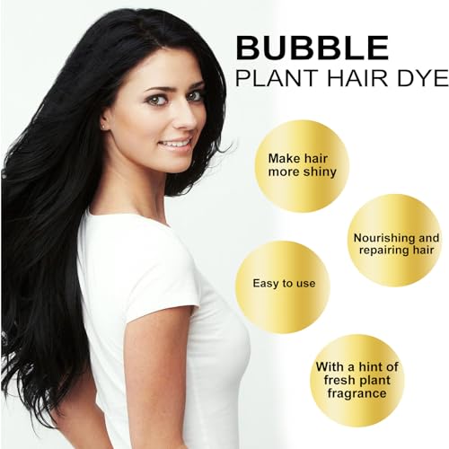 HUANG YI Plant-Based Hair Color - Non-Damaging Bubble Dye for Gray Coverage, Variety Shades for Women and Men (Natural Black) For Grey Hair Color