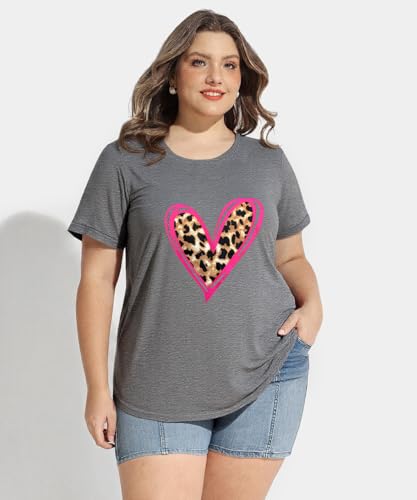 Image of CARCOS Plus Size Tops for Women Short Sleeve Raglan Striped Tee Color Block Crewneck /V Neck Tunic Loose Fit Summer XL-5XL