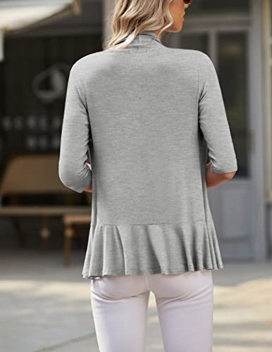 Image of Zeagoo Women's Open Front Cardigan 2026 Spring Summer Lightweight 3 /4 Sleeve Draped Ruffles Cardigans S-3XL