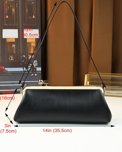Image of Rejolly Women Vintage Kiss Lock Top Handle Handbag Evening Purse Crossbody Shoulder Bag with Chain Strap
