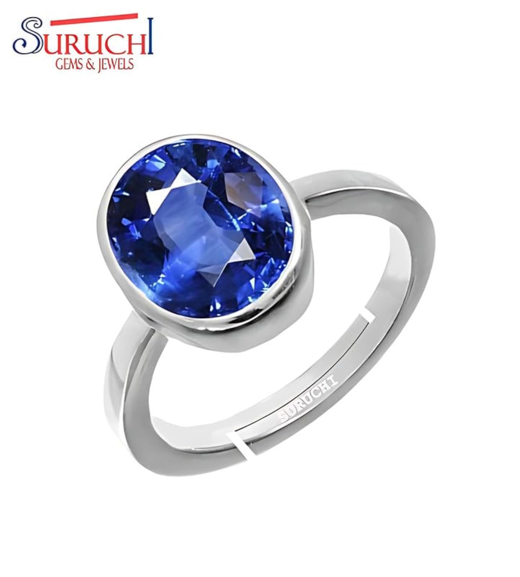 Blue Sapphire Silver Adjustable Ring, 4.25 Ratti
