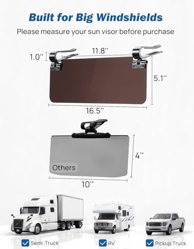 Image of JOYTUTUS Sun Visor Extender for Cars, Polarized Sun Visor Extender Universal Sun Blocker UV400, Adjustable Visor Extension for Car Visor,Double-Clip,Anti Glare Stray Light