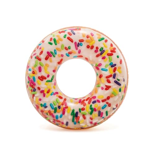 Image of Heart Shape Inflatable Swimming Pool| Photo-Realistic Sprinkle Donut Heart Tube Float| Lightweight PVC Swim Ring for Beach, Water Park & Summer Party Fun | Cute Adult & Kids Floater