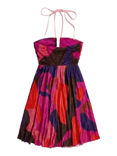 Image of SOLY HUX Women's Tie Dye Cami Dress Halter Backless Sleeveless A Line Short Summer Dresses Sundress