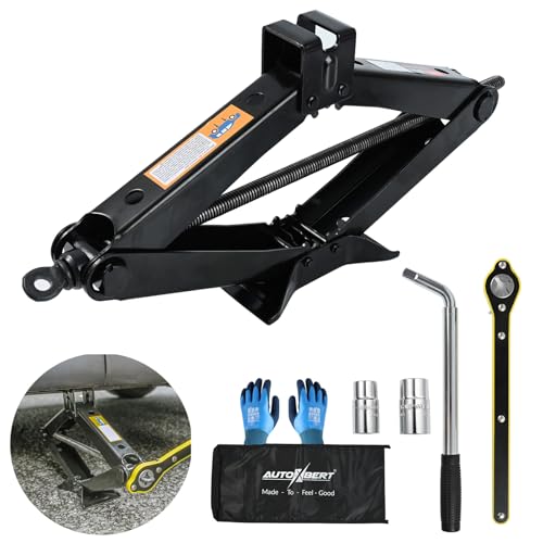 Image of Scissor Jack Car Jack Kit 3 Tons (6,613 lbs) Universal Tire Jack Changing Kit - Extra Wide Base - Portable Car Emergency Kit with Lug Wrench for Sedan Truck SUV MPV (3T)