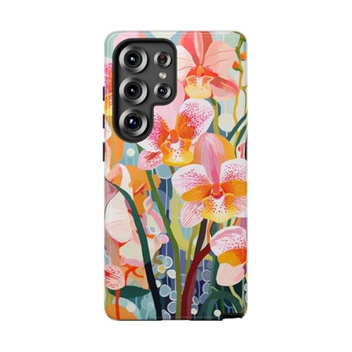 Coque Samsung S25 Ultra rigide brillante orchidée colorée