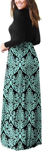 Image of EUOVMY Women's Long Sleeve Loose Maxi Dresses Casual Long Dresses with Pockets