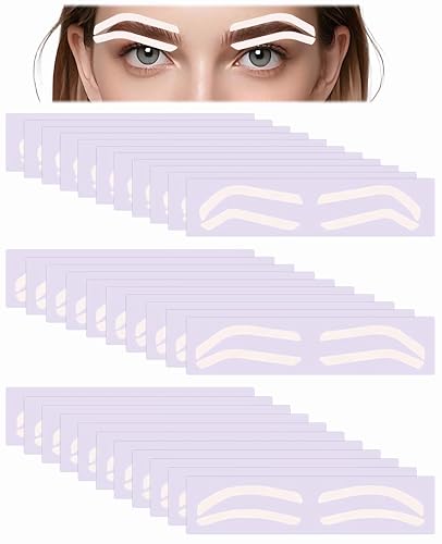 Geyynow 90 Pairs Eyebrow Stickers Stencils, 3 Shapes Disposable Eyebrow Tape Strips for Tinting