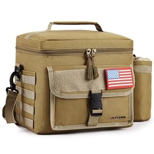 JOYHILL Tactical Lunch Box, Insulated Lunch Bag for Men, Thermal Lunch Bag Cooler with Detachable Bottle Pouch Holder, Large Leakproof Bag Meal Prep Lunch for Work School Picnic-Sandy