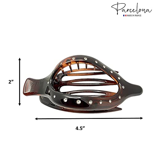 Pinza para cabello Parcelona French Elite con diseño de concha carey y cuerpo de celuloide para volumen y sujeción fuerte sin deslizamiento miniatura 6