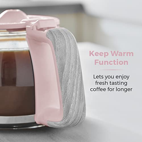 Tower-Scandi-T13006PNK-Filter-Coffee-Maker-with-Anti-Drop-Function-and-Anti-Slip-Feet-125L-900W-Marshmallow-Pink-with-Wood-Accents