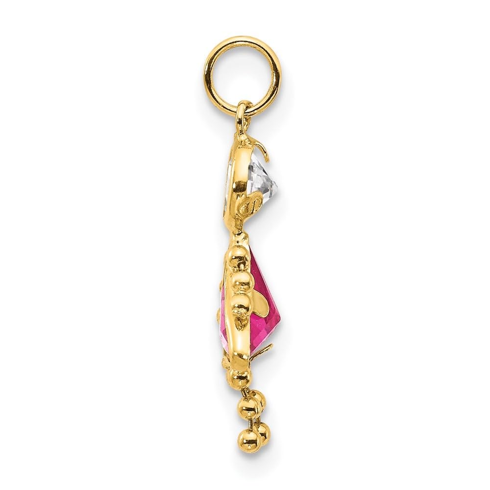 Solid 10K Yellow Gold 20mm Polished January to December Month Birthstone Charm for Pendant Necklace or Bracelet (L-20 mm/0.79 Inch, W-10 mm/ 0.39 Inch): October Birthstone