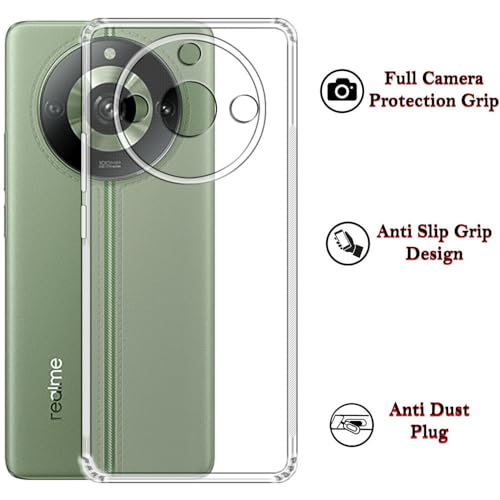 Image of Slim Soft Silicon *Anti Dust Plug* Shockproof Transparent TPU Back Case Cover for Realme 11 Pro 5G / 11 Pro Plus 5G / Narzo 60 Pro 5G - Clear
