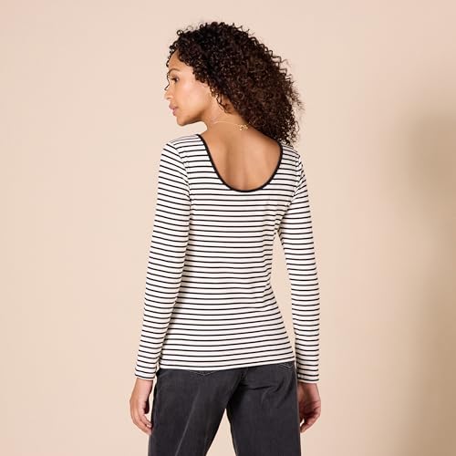 Amazon Essentials Women's Scoop Back Long Sleeve Slim-Fit Rib-Knit T-Shirt, Pack of 22