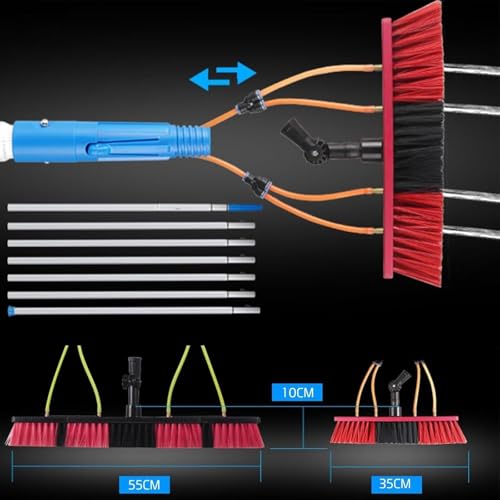 Teles - Kit de cepillo de limpieza para poste de agua ajustable para limpieza de paneles solares, eficiente limpiador de ventanas con varilla extensible