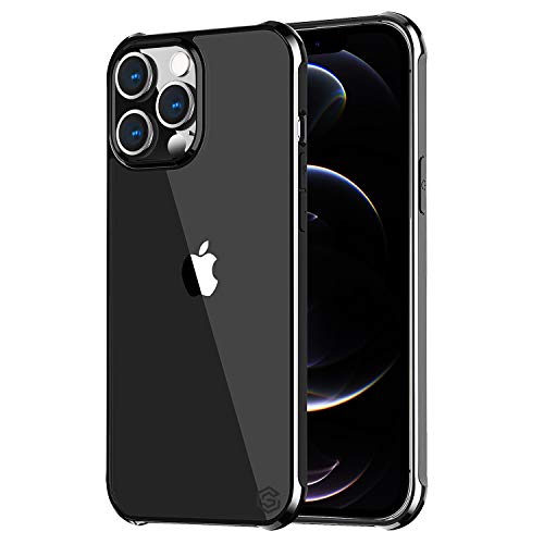 GRIPP® Dazzle Xtreme Flexible Back Case Compatible with i-Phone 12 Pro Max (6.7") Metallic Bezel with Impact Absorption Bumper & Ultra Slim Air-Shock Clear Protection Back Case -Black/Transparent Deal