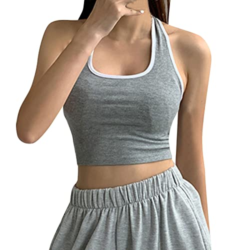 Soutien-gorge de sport gris rembourré à dos nageur avec une double doublure confortable