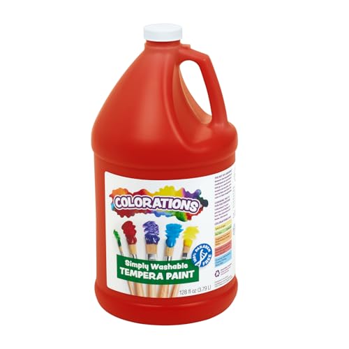 Colorations Paraben-Free Washable Tempera Paint for Kids - 1 Gallon Value Size. Vibrant Red Non-Toxic and Made in The USA