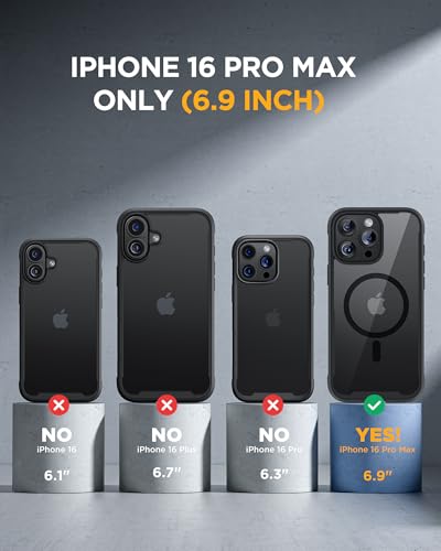 Image of miracase Privacy for iPhone 16 Pro Max Case, 25 Anti-Spy, Black | Built-in Privacy Screen Protector, Compatible with MagSafe, Full Camera Protection, 360 Full Body Shockproof Phone Case 6.9 inch