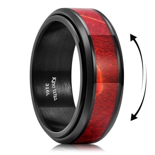Image of King Will 316L Stainless Steel Spinner Ring for Men Women- 8mm Width Fidget Ring with Dragon /Celtic Knot Pattern, Stress Anxiety Relief Comfort Fit Wedding Band