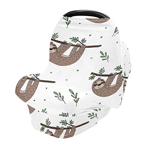 Nursing Cover Breastfeeding Scarf, Cute Doodle Sloth Car Seat Covers for Babies Infant, Stroller...
