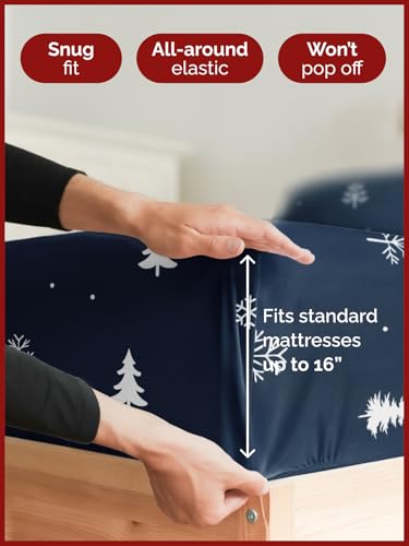 Twin Christmas Winter Sheet Set - Holiday Xmas Pattern Bedding Set - Deep Pockets - Snug Fit - 3 Piece - Wrinkle Free & Easy Care - Comfy Festive Winter - Holiday Sheets for Women, Men, Kids & Teens