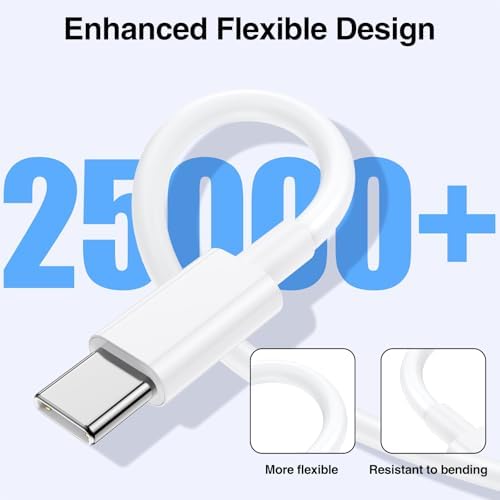 2pack 10ft USB C to C Cable, 60W Type C to Type C Fast Charging Cord for iPhone 17 16 15 Pro, Pro Max, Plus, iPad Pro, MacBook Air 13 inch, iPad Pro, Air, for Samsung Galaxy S25 and More — view 3