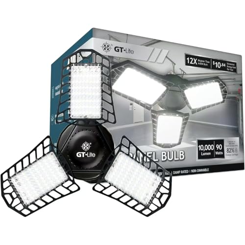 High-Lumen LED Bulbs, Energy Efficient, Easy to Install, Garage, Workshop, Basement (10,000 Lumen LED Bulb, 90W, Adjustable Panel Cob LED Light Bulb, E26)