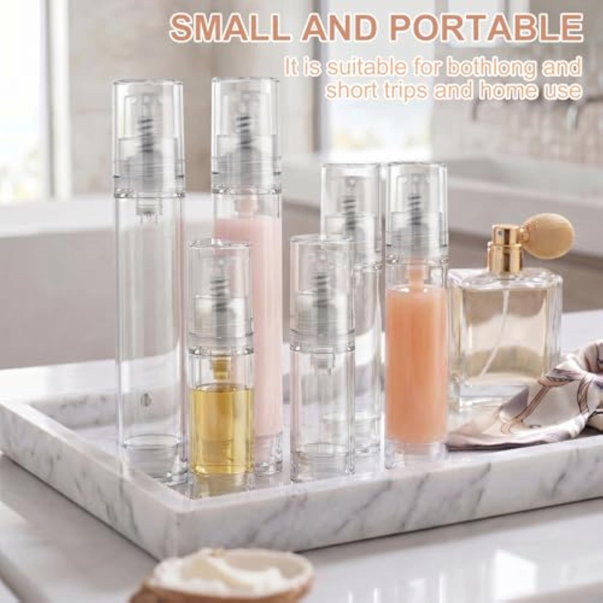 6 Pcs Clear Vacuum Pump Bottles for Travel