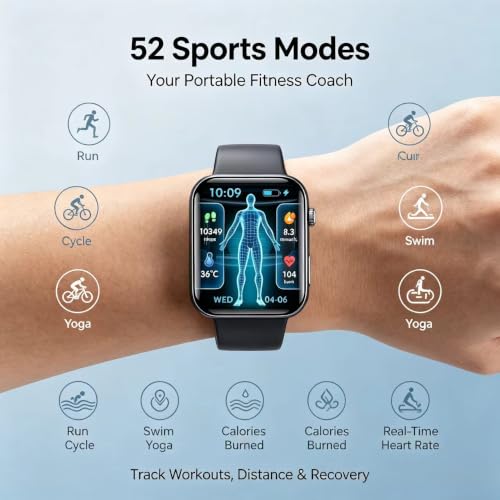 Multifunctional Smartwatch: Features Bluetooth Hands-Free Calling, a 2.1-inch HD Wide-Angle Display, 24/7 Health Monitoring, and 52 Sports Modes; Compatible with iPhone and Android Phones. - Image 5