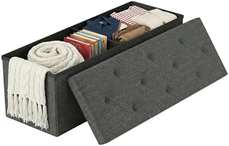 Foldable Storage Ottoman Bench, Storage Chest, End of Bed Foot Re...