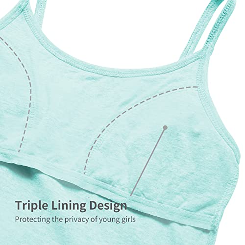 Qbk Training Bras For Teens Girls From 6 7 8 9 10 12 Years Old Camisoles Bralette Bras With Shelf Bra (2Pack) （Pink Blue,8-10） #TOP3