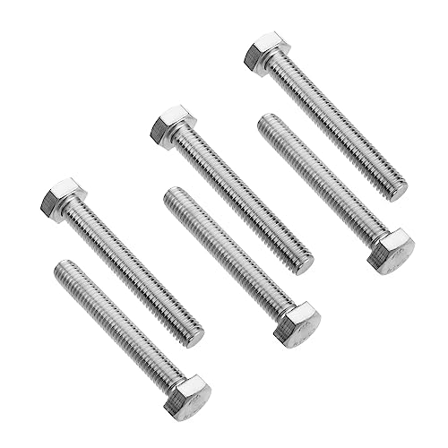 Image of Bettomshin 10Pcs M8 x 55mm Hex Bolts, 304 Stainless Steel 1.25mm Thread Pitch Fully Threaded Metric Hex Head Screw Bolts, Hexagon Screw Bolt, Hex Tap Bolts, Silver (Overall Size 60.45x13x13mm)