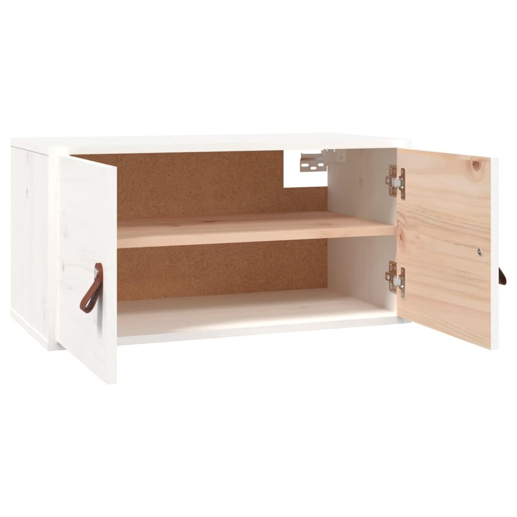 Wandregal Weiß 60x30x30 cm aus Massivholz Kiefer Modernes Design Wandboard mit 60 kg Tragkraft platzsparendes Hängeschrank für Wohnzimmer Küche Bad und Flur