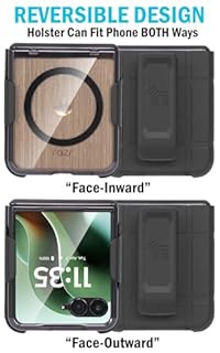 Nakedcellphone Electro Combo for Motorola RAZR Ultra 2025 Phone Case with Belt Clip Holster Holder - Built-in Screen Protector - Hinge Cover - Compatible with MagSafe - Black/Clear