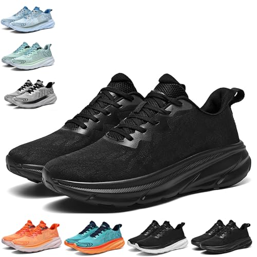 Zapatillas de Deporte para Hombre Zapatos cómodos Plataforma Acolchada Hombres Carretera Running Shoes Ultra Light Transpirable 2025 Casual Walking Tenis Jogging Athletic Trainers,Negro,45 EU