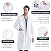 AUYAO Camice da Laboratorio Chimico Uomo Donna, Unisex Camice Bianco Lunghi da Laboratorio Medico Estetista con Tasche, Camici da Lavoro Officina Medico Infermiera Cosplay di Carnevale di Halloween,XL