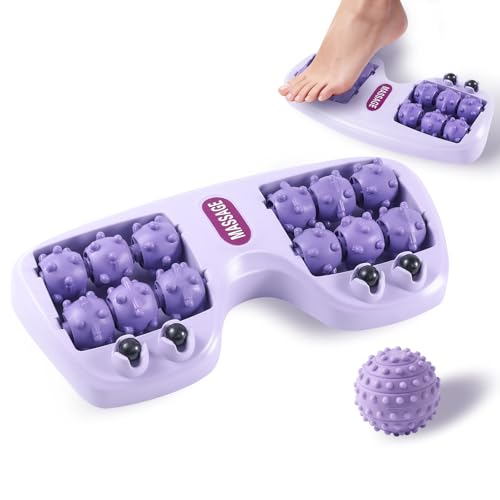 PUOPOSTY Foot Massager for Plantar Fasciitis Relief, Foot Roller with Massage Ball, Deep Tissue Pain Relief Tool for Arch & Heel, Portable Reflexology Roller,Purple