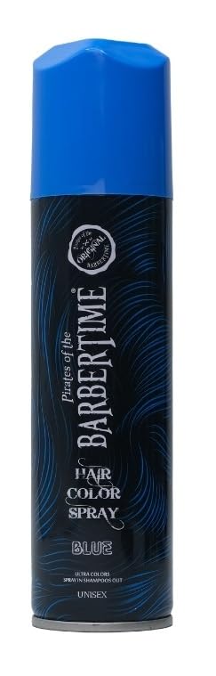 BARBERTIME Spray de color para el cabello, 150 ml, tinte temporal para niños y adultos, fácil de lavar, para Halloween, cosplay, festivales y fiestas, color intenso sin coloración permanente (azul)