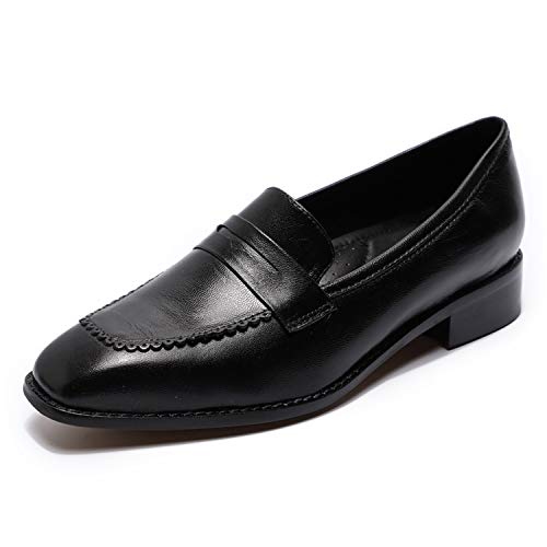 Image of Mona flying Womens Leather Square Toe Penny Loafer Slip on Flat Office Shoe