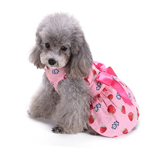 Angoily Sommerkleid Für Hunde Ärmellos Erdbeer Motiv Welpenrock Mit Schleife Atmungsaktive Haustierkleidung Alltag Urlaub Klein Bis Mittelgroß
