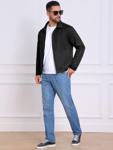 Men's Casual Coat Collared Zipper Outdoor Wear Vintage Suede Jacket2