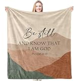HIWX Boho Christian Blanket, Be Still and Know that I Am God Bible Verse Abstract Mountain Throw Blanket for Home Bedroom Living Room Couch Bed Decor, Christian Gifts for Women Faith, 50x60 Inches