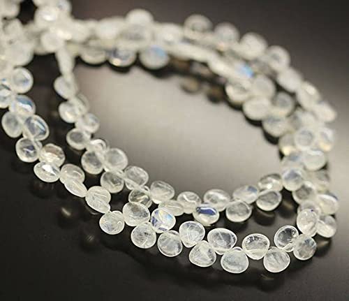 Pierre de lune véritable de qualité supérieure en perles cœur pour joaillerie