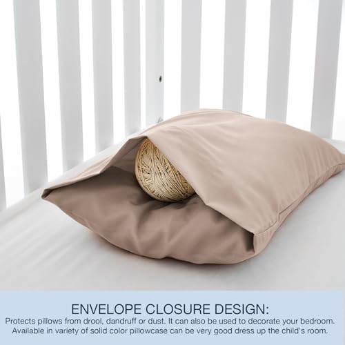 Image of EXQ Home Toddler Pillowcases 13x18 Travel Pillow Case Set of 2, Small Pillow Case Fits Baby Pillow Sized 12x16, 13x18, Kids Pillowcases 2 Pack Machine Washable with Envelope Closure(Burlwood)