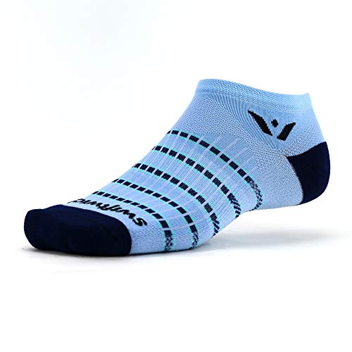 Swiftwick- ASPIRE ZERO Running Socks, Cycling Socks, Lightweight No-Show (Sky Blue/Navy, Medium)