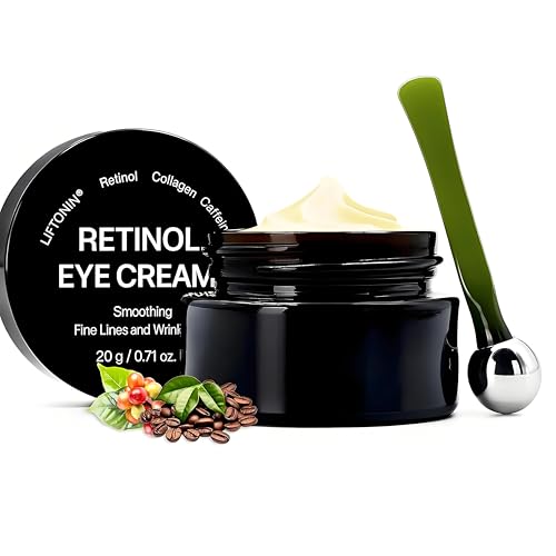 Eye Cream Retinol Under Eye Cream for Puffiness and Bags Under Eyes Dark Circles Firming Cream Tightening Lifting Sagging Skin with LIFTONIN Caffeine Collagen Peptides Vitamin E - 0.71 oz