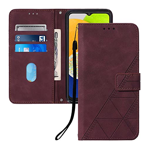 Asdsinfor PU Flip Wallet Case for Motorola Edge (2025), YBS WineRed