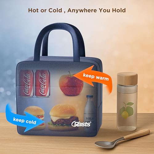 Image of Insulated Travel Lunch /Tiffin /Storage Bag for Office, College & School Picnic & Lunch Bags (Blue)